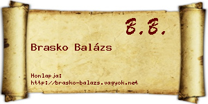 Brasko Balázs névjegykártya